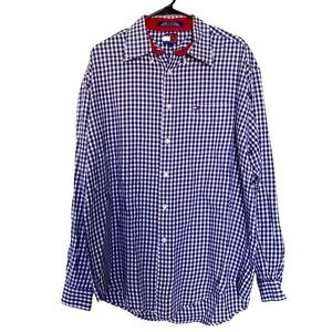 Tommy Hilfiger Vintage Mens Blue & White Checkered Button Down / Size Large